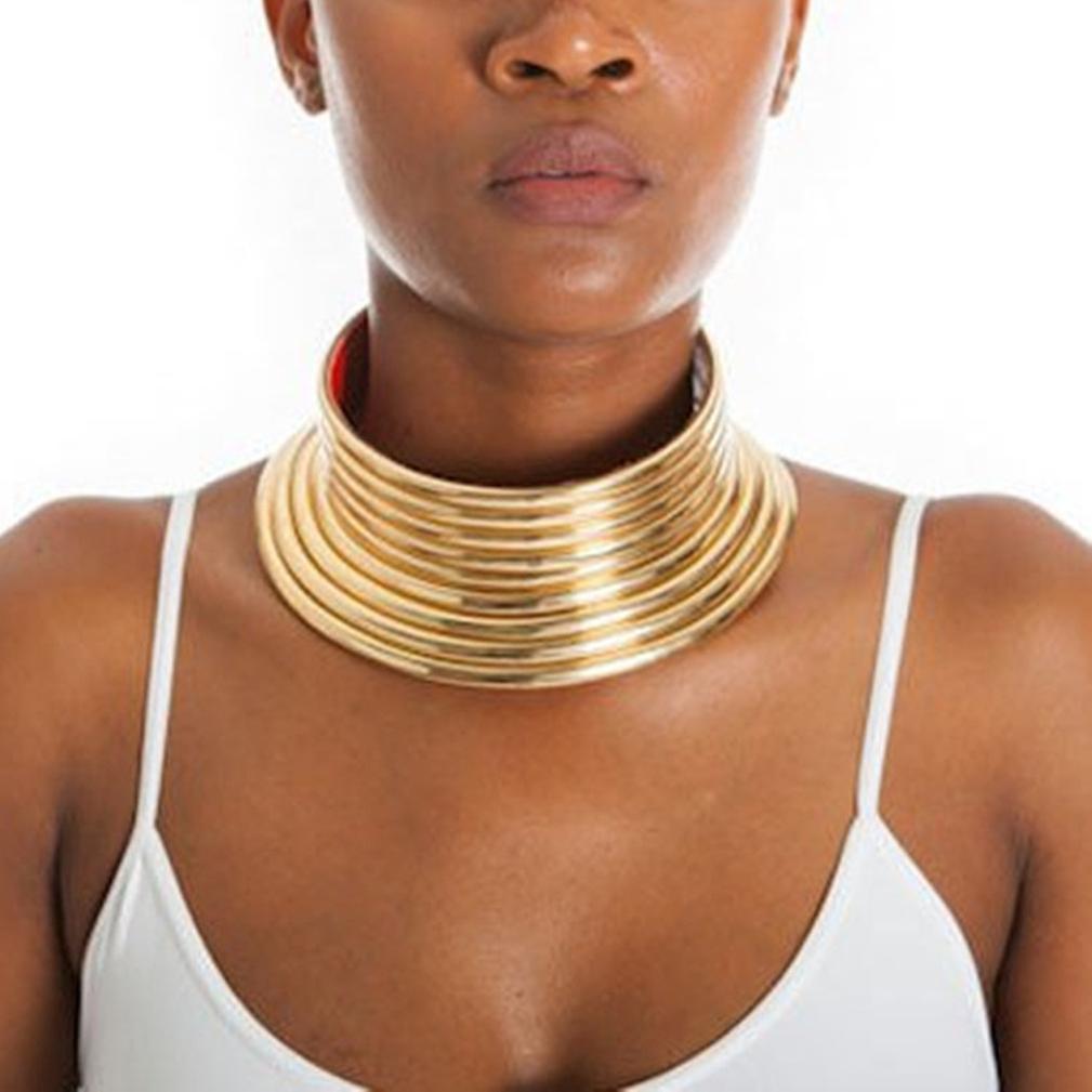 New Women Necklace African Golden Alloy Collar Choker Women Necklace For Party ES8563ES8563