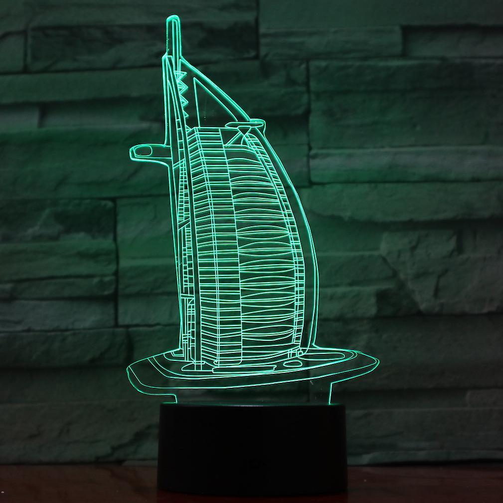 New Burj Al Arab Hotel 3d Led Night Light Bedroom Table Lamp Color Changing ES8905