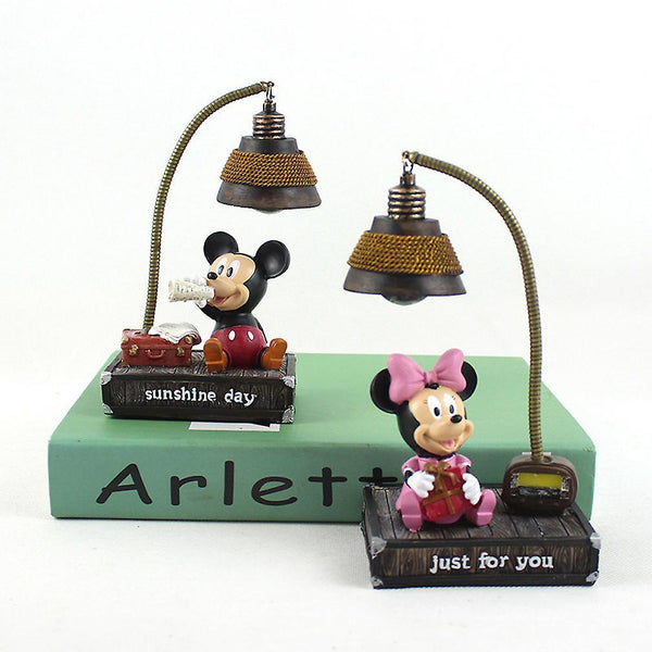 New 2pcs Mickey Minnie Small Night Light Lamp Resin Home Ornaments ES9001ES9001