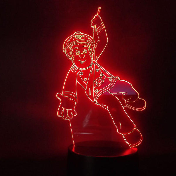 New Cartoon Fireman Sam 3d Small Night Lamp Colorful Night Light ES9086