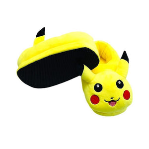 New Pikachu Funny Plush Slippers Warm Winter Anime Slippers Yellow Free Size 28cm ES10156