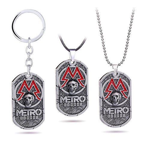 New 3pcs Keychain Metro Exodus Skull Necklace Pendant ES12084