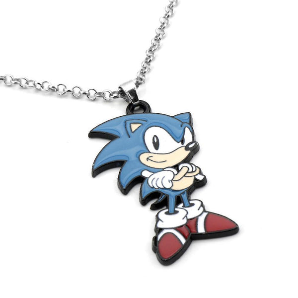 New 2pcs Sonic The Hedgehog Metal Keychains Hanging Ornament Necklace ES12604