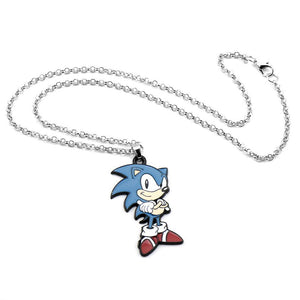 New 2pcs Sonic The Hedgehog Metal Keychains Hanging Ornament Necklace ES12604