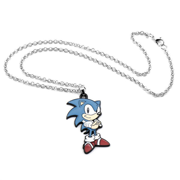 New 2pcs Sonic The Hedgehog Metal Keychains Hanging Ornament Necklace ES12604