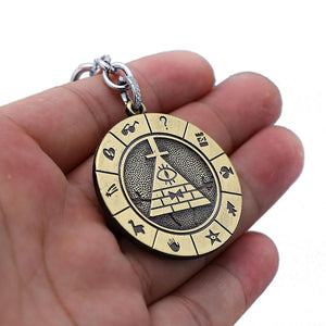 New 2pcs/lot Gravity Falls Bill Time Gem Necklace Mysterious Town ES12640