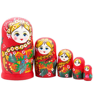 New Matryoshka Russian 5-layer Doll Children's Educational Toy Hand-crafted Basswood ES12646ES12646