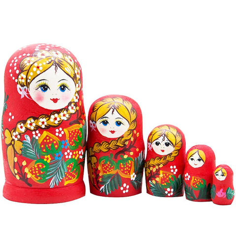 New Matryoshka Russian 5-layer Doll Children's Educational Toy Hand-crafted Basswood ES12646ES12646