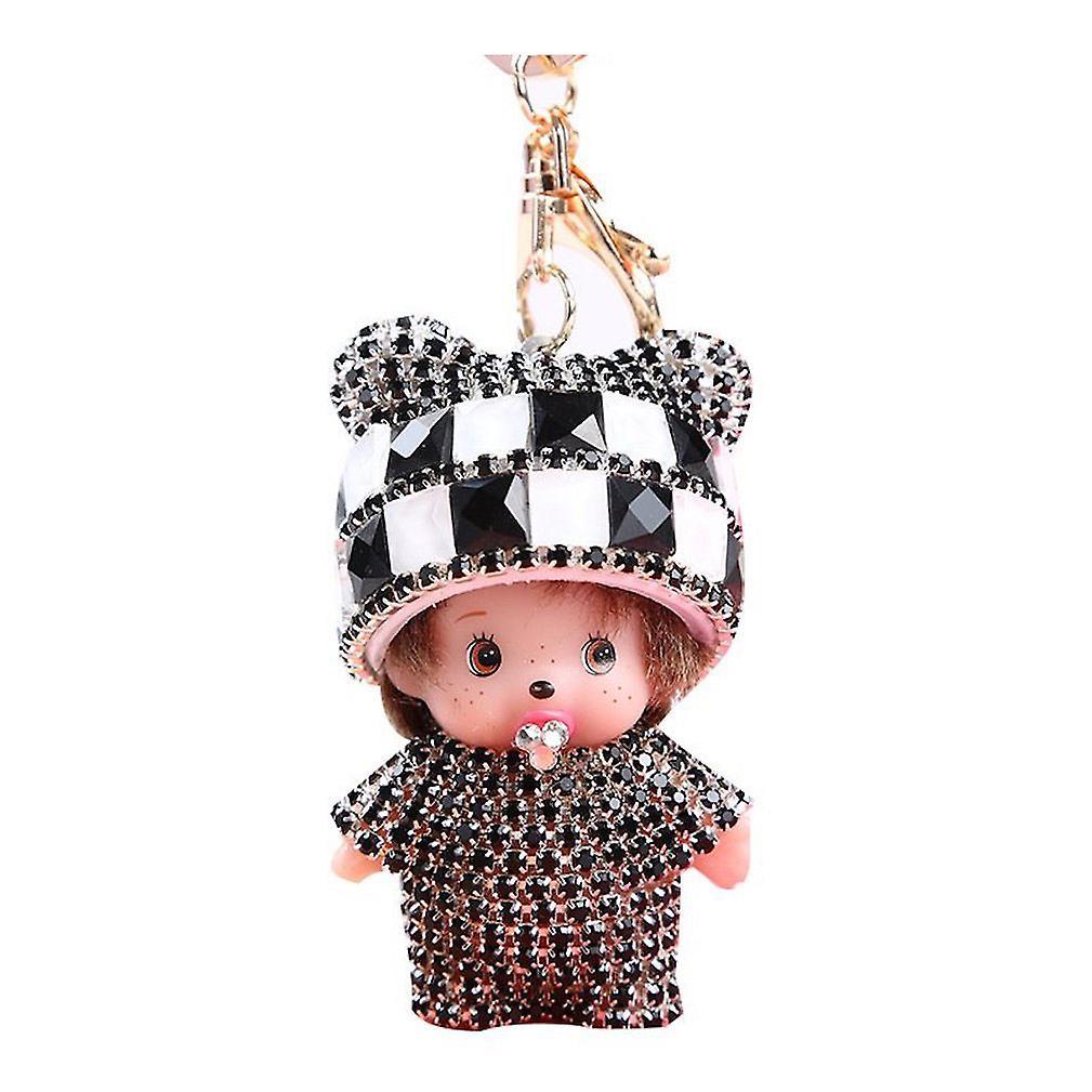 New Keychain Diamond Monchichi Kiki Key Ring Pendant Gift BlueReport ES12747