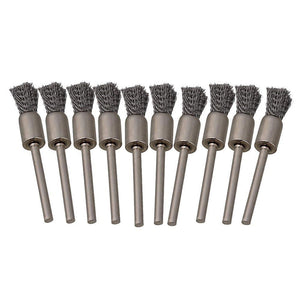 For Pen Shape 8mm End Brushes 3mm Shank Diameter Stainless Steel Wire Brush 10pcs WS228