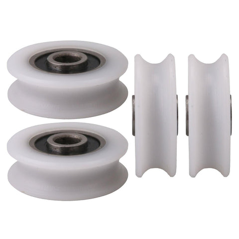 For 4pcs 0.4x2x0.65cm White Bearing 27Kg U-Groove Sliding Nylon Pulley Wheel WS20