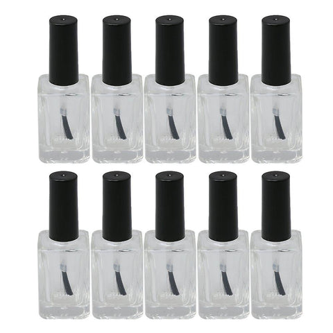 10pcs Empty Nail Polish Bottle Clear Glass 15MLWS313