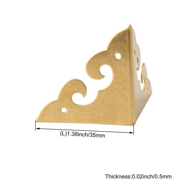 3.5cm Brass Metal Corner Angle Brace Guards for Wood Trunk Box Pack of 8WS596