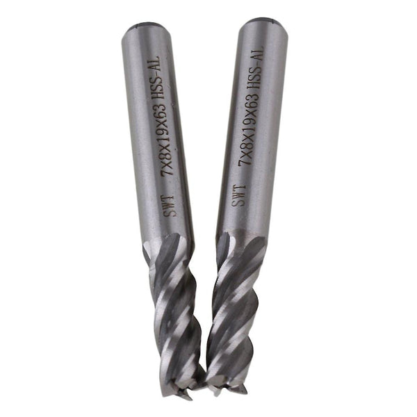 For 2pcs HSS 7mm End Mill 4 Flutes with Straight Shank Power Tools WS606