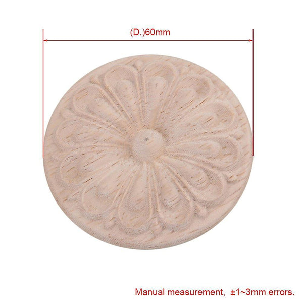 2pcs Unpainted Wood Carved Furniture Corner Onlay Frame Decor 6cm DiaWS702