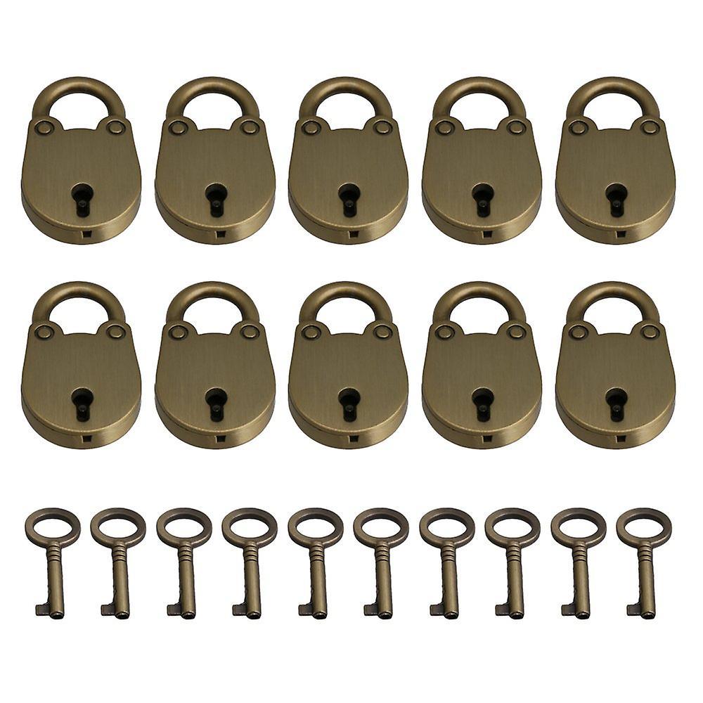 10 Piece Bronze Mini Padlock Lock with Key for Jewelry BoxWS496