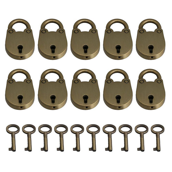 10 Piece Bronze Mini Padlock Lock with Key for Jewelry BoxWS496