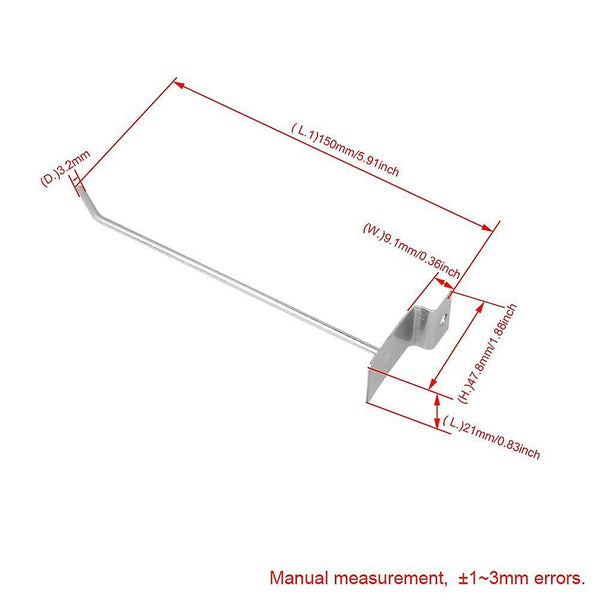 25PCS Single Hook Pin Arm Fitting Prong Hanger Shop Slatwall DisplayWS784