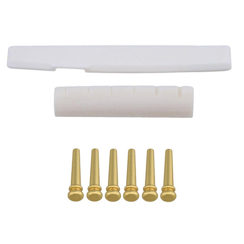 Acoustic Guitar Bone Saddle Nuts Kit with Bridge End Pins Slotted StyleWS451