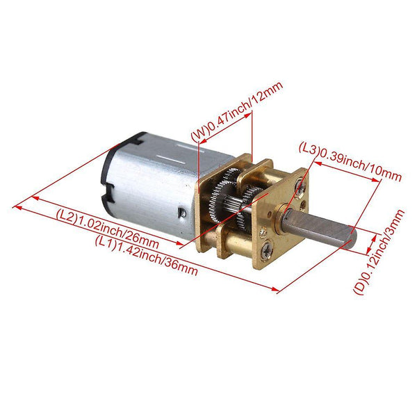 For High Torque DC 12V 12mm Motor Dia 120RPM Reduce Speed Electric Gearbox Motor WS240