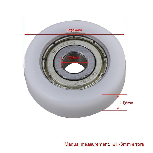 4Pcs 626ZZ Plastic Coated 0.6x2.6x0.8cm Guide Rail Ball Bearing PulleyWS406