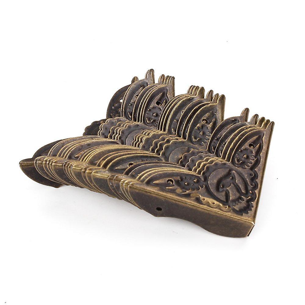 20pcs Elegant Bronze Antique Desk Edge Cover Iron Box Corner Protector 39x10mmWS898