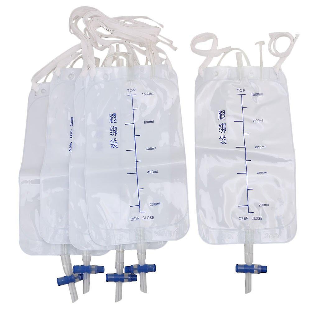 5pcs Incontinence 1000ml Urinary Drainage External Tubing Leg BagWS963