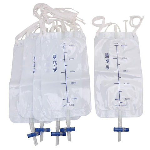 5pcs Incontinence 1000ml Urinary Drainage External Tubing Leg BagWS963