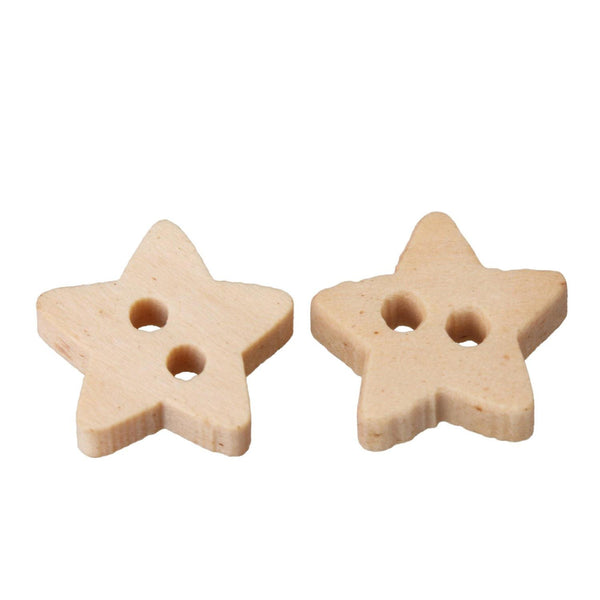 100x Five-pointed Star Shape Wooden Buttons Sewing Buckles w/ 2 HolesWS1058