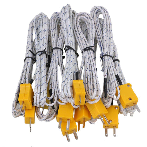 For 10pcs Thermocouple 0.66mm Diameter Probe Sensors K Type Mini-Connector 2 Meters WS1180