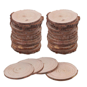 For 40pcs Original Ecological Rustic Pine Wood Slices Round Brown Wooden WS1284