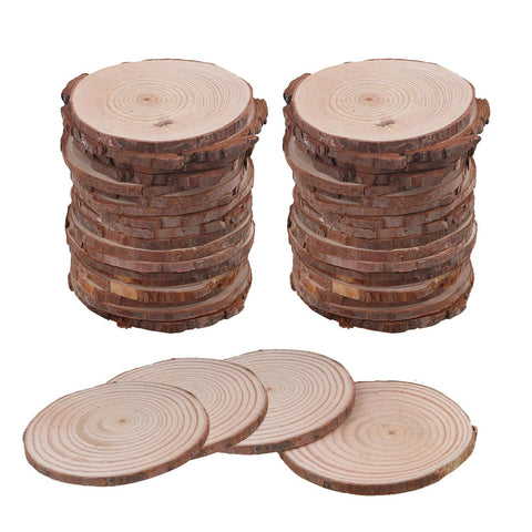 For 40pcs Original Ecological Rustic Pine Wood Slices Round Brown Wooden WS1284