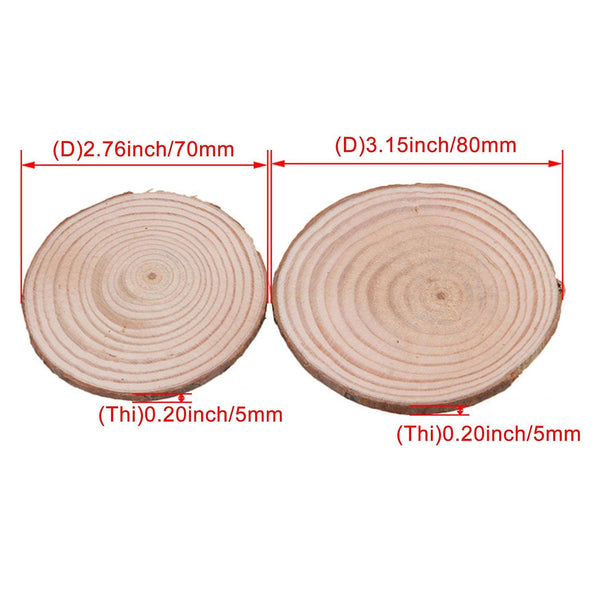 For 40pcs Original Ecological Rustic Pine Wood Slices Round Brown Wooden WS1284