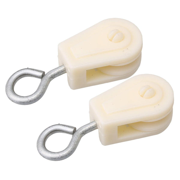 50pcs White & Silver 6x2.2cm Single Wheel Pulley Block Swivel PulleyWS1302