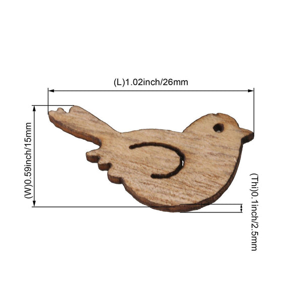 100pcs Wood Bird Flower Embellishments for DIY Making SuppliesWS1292