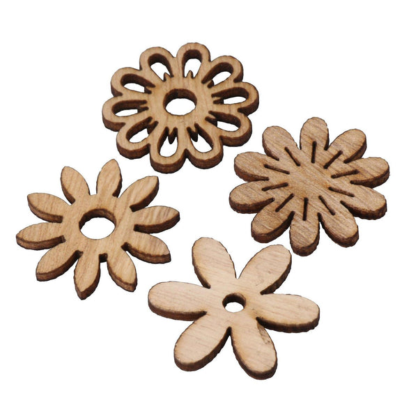 100pcs Wood Bird Flower Embellishments for DIY Making SuppliesWS1292