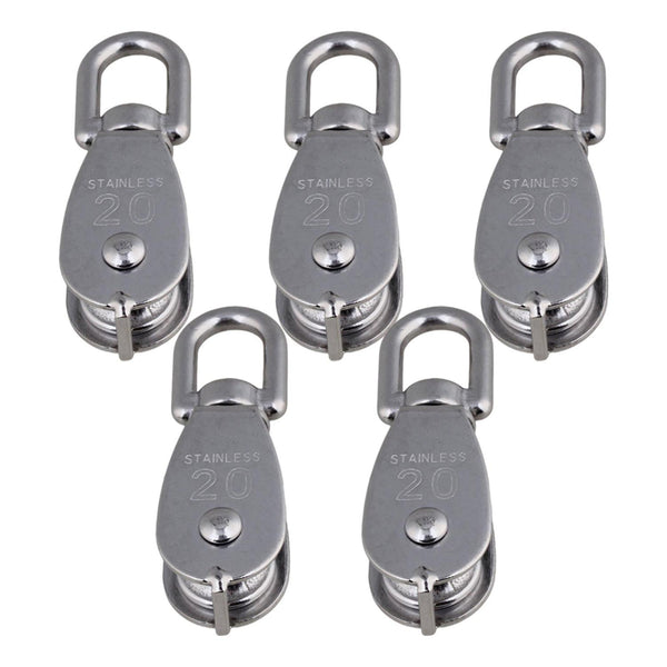 5pcs Silver Steel Single-sheaved Pulley Block Loading Capacity 75kgWS1319