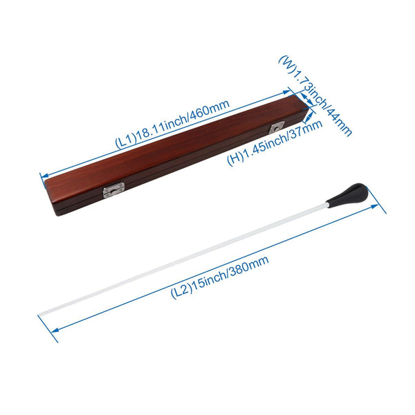 2pcs Fiber Glass Handle Orchestra Baton with Redwood Color Baton CaseWS1512