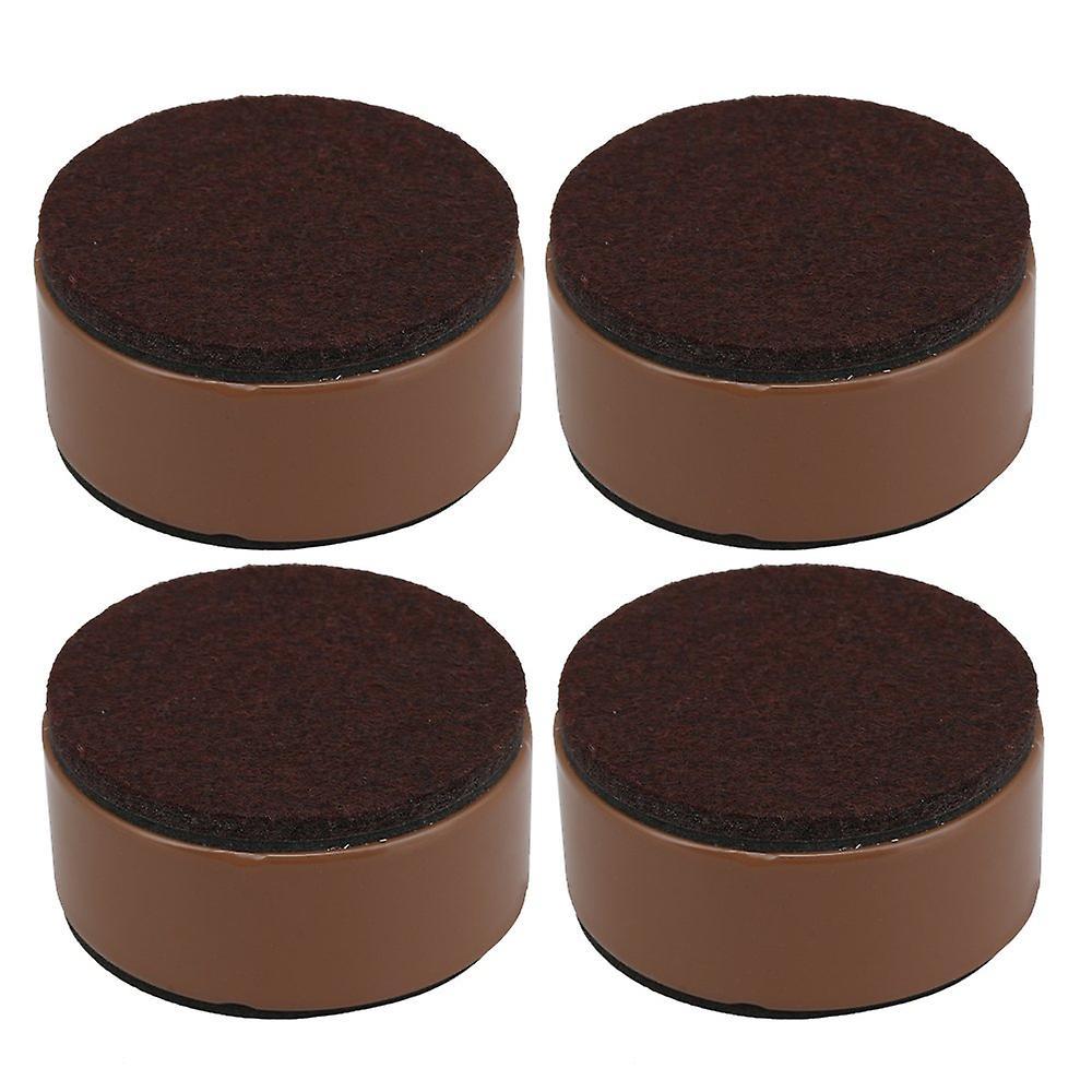 4pcs 60x 32mm Carbon Steel Brown Round Furniture Legs Lifter Self Adhesive BrownWS1504