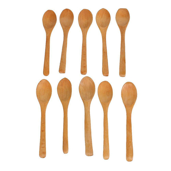 10pcs EnvironMetally Baby Paint-free Eat Wood Small Spoon TeaspoonsWS1534