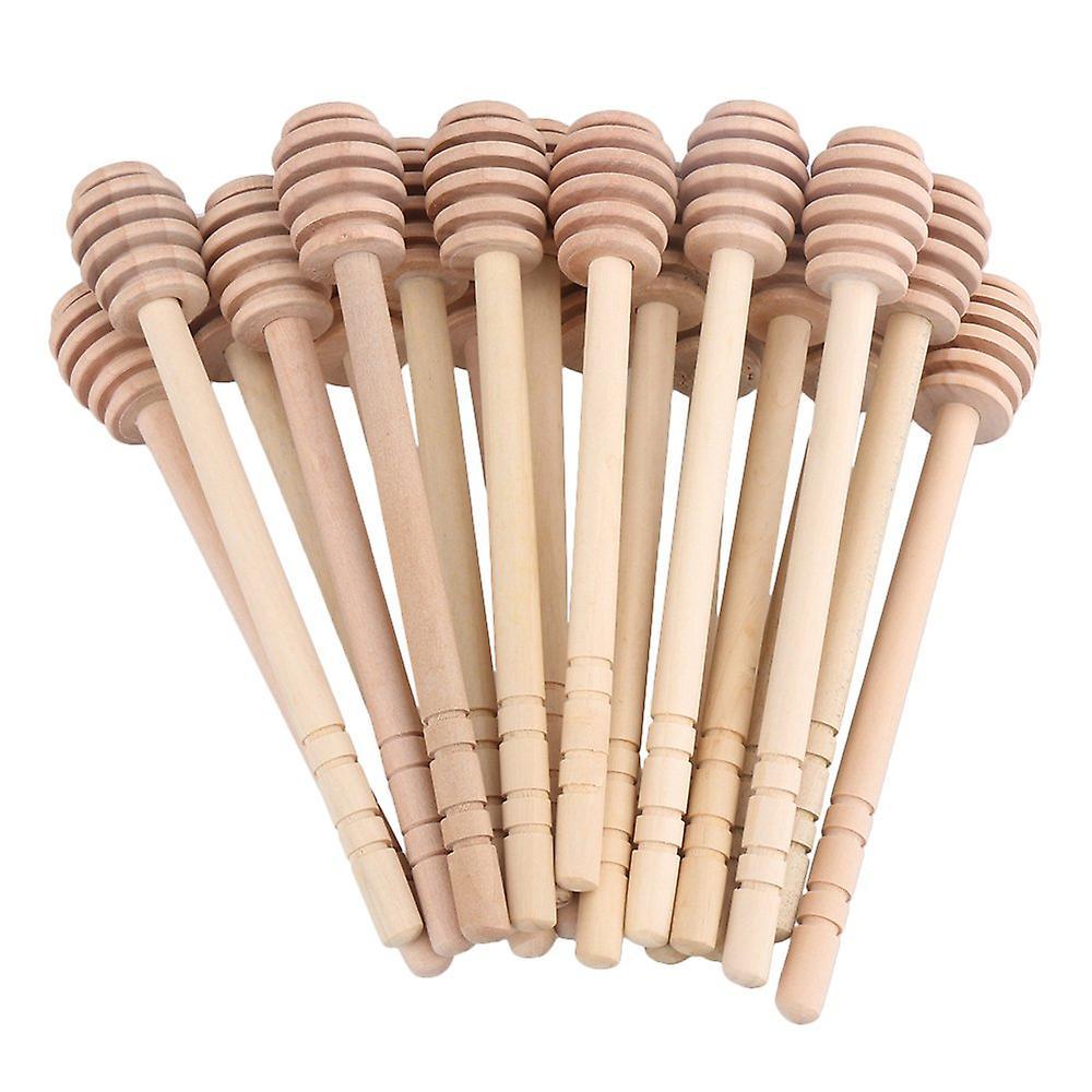 20Pcs Wooden Honey Dipper Drizzler Spoon Pot 14.5*2cmWS1743