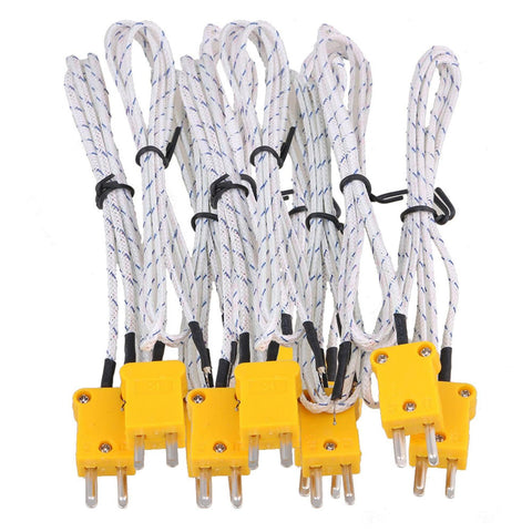 10pcs Thermocouple Probe Sensors 1 Meter K Type Mini-Connector Fiberglass CableWS1791