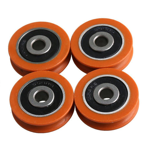 4xOrange Nylon Bearing Steel U-Type Groove Track Pulley 6mm Inner DiaWS1819