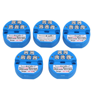 -50-150 Degree DC24V 4-20mA PT100 Temperature Transmitter Sensor Pack of 5WS2001