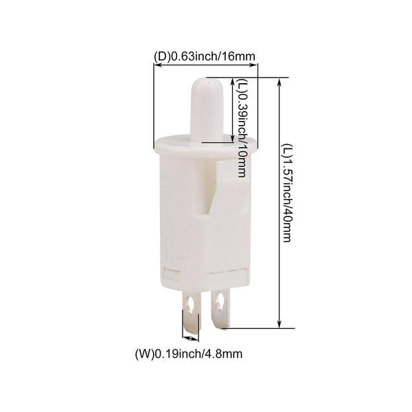 For 3pcs NC Momentary 10mm Fridge Light Switch White PB35 AC 250V 3A WS2106