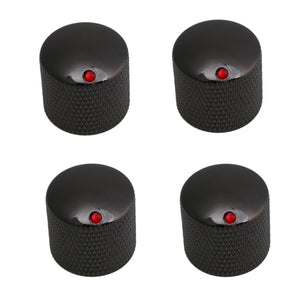 For 4piece Black Metal Knurled Dome Control Knobs for Electric Guitar Bass WS2154