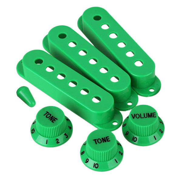 For 3pcs Green Single Coil Pickup Cover 48/50/52 & 1V2T Knobs for Electric Guitar WS2342