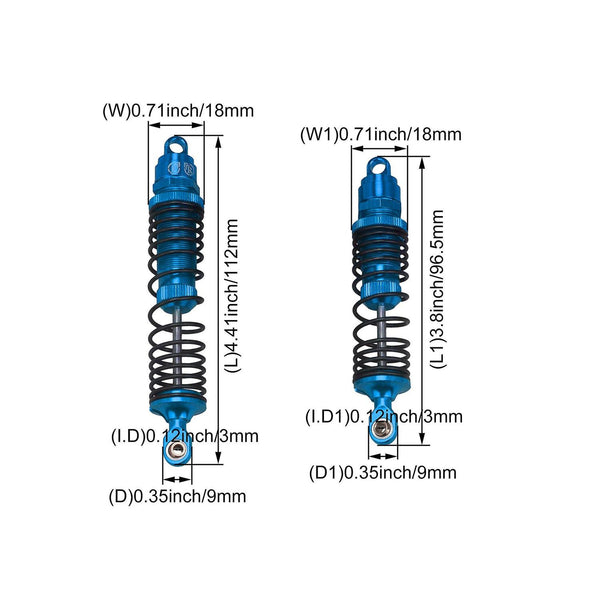 For RC Front Rear Shock Absorber Blue 3762A replacement for TRXXAS Set of 4 WS2349