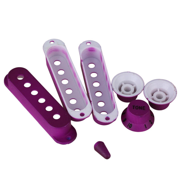 For 3pcs Plastic Electric Guitar Purple Pickup Cover and Black Numbers 1V2T Knobs WS2417