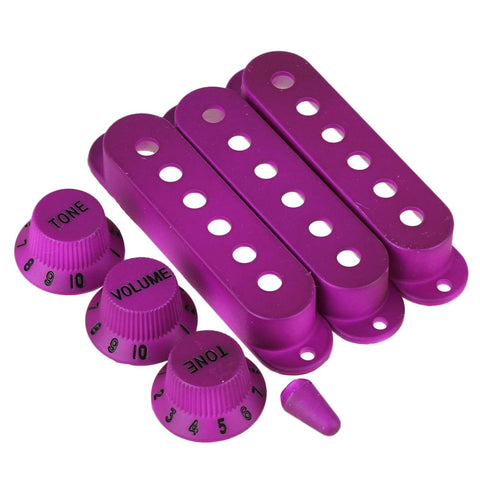 For 3pcs Plastic Electric Guitar Purple Pickup Cover and Black Numbers 1V2T Knobs WS2417